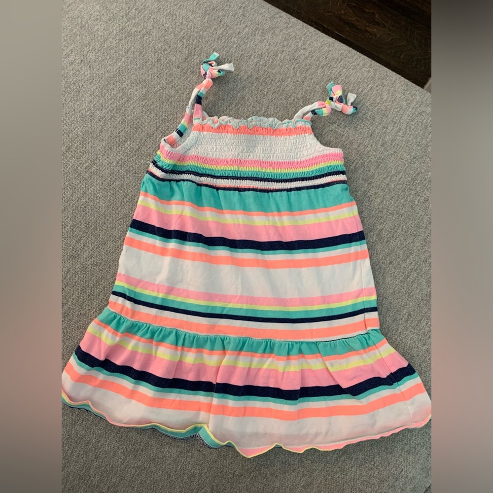 Carters toddler 2T spring summer tank top dress stripe pink, orange, white, blue